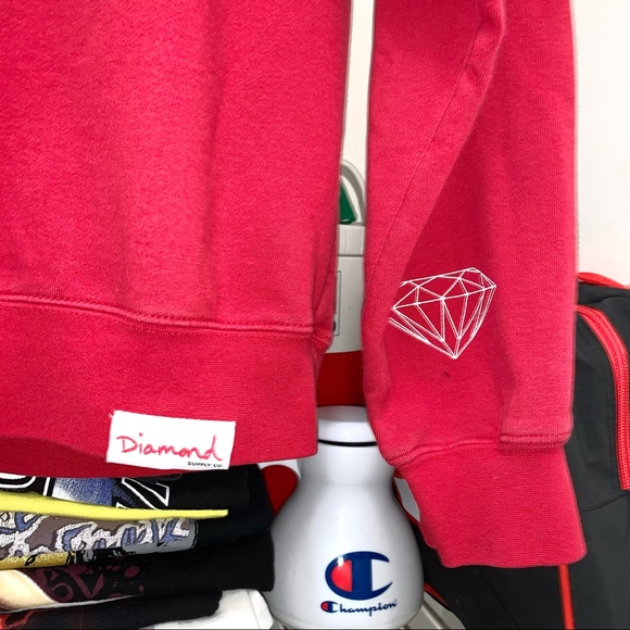 Diamond Supply Co Red White 98 Conflict Free Crewneck Sweatshirt Medium - Picture 3 of 5